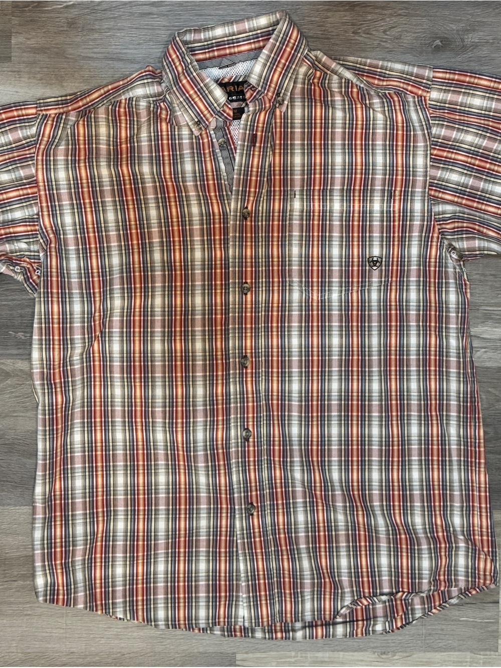 Ariat Pro-Series Long Sleeve Rust and Cream Plaid Button-Down Shirt